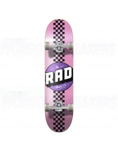 RAD Checker Stripe Complete Skateboard Pink/Black 7.75"